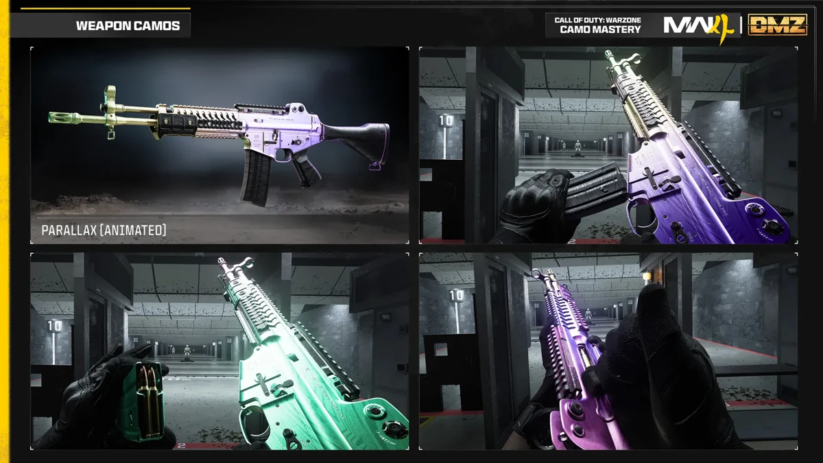 MW4 Parallax weapon camo shown in the official Call of Duty showcase