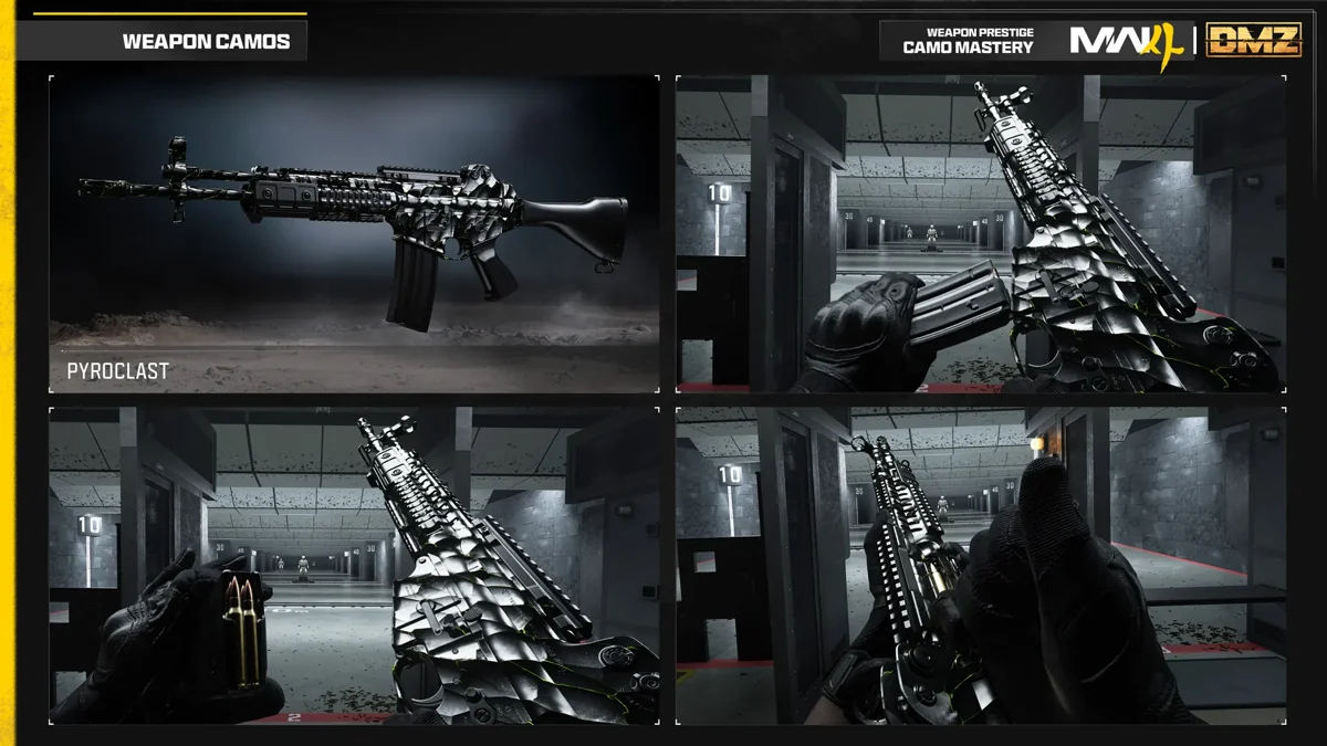 MW4 Pyroclast weapon camo shown in the official Call of Duty showcase