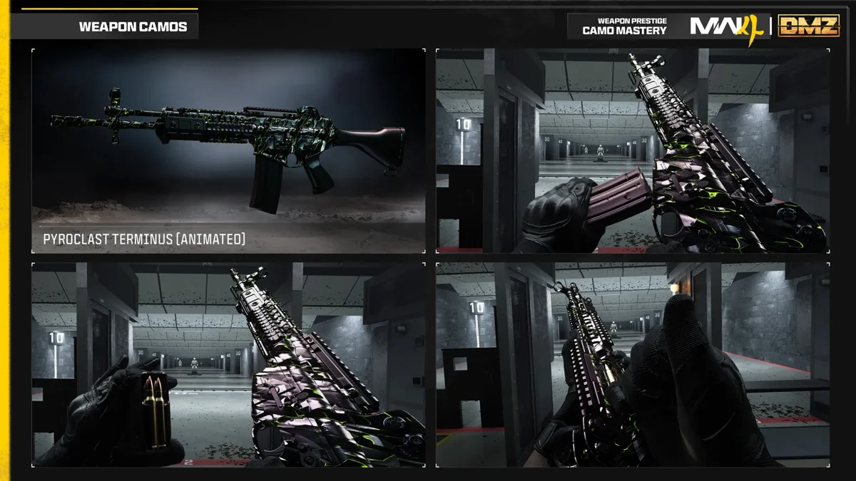 MW4 Pyroclast Terminus weapon camo shown in the official Call of Duty showcase