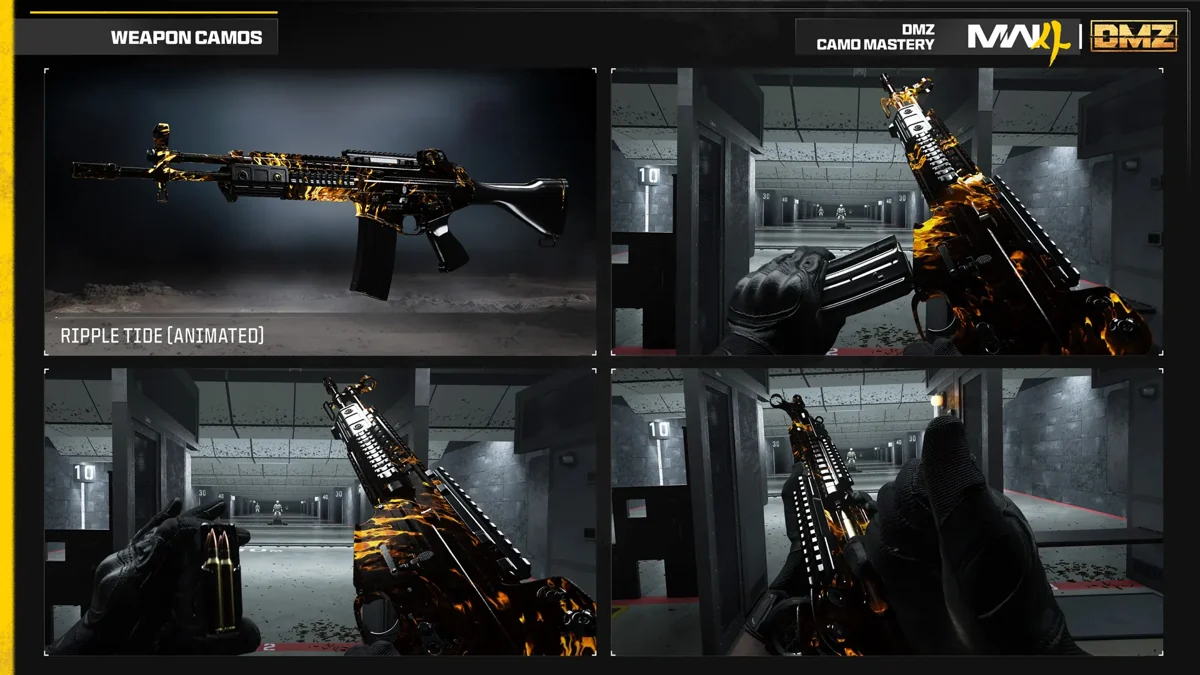 MW4 Ripple Tide weapon camo shown in the official Call of Duty showcase